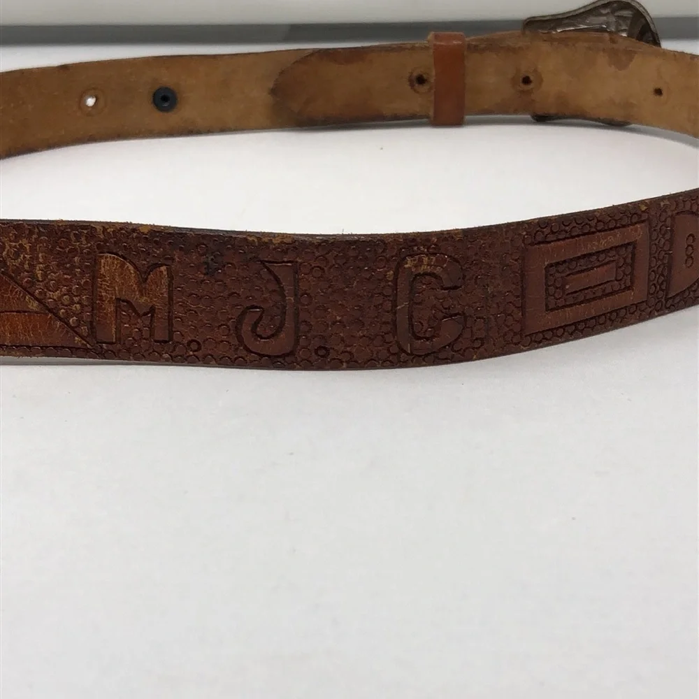 Handcrafted Belt Western Rodeo Tooled Brown Leather